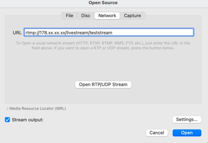 Network configuration for VLC