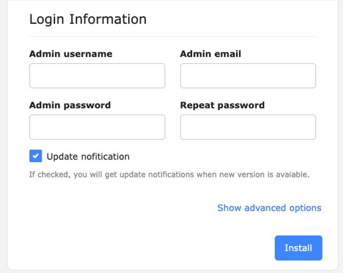 Screenshot of the Microweber admin credentials